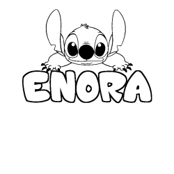Coloriage prénom ENORA - décor Stitch