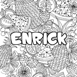 Coloriage pr&eacute;nom ENRICK - d&eacute;cor Mandala fruits
