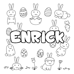 Coloriage pr&eacute;nom ENRICK - d&eacute;cor Paques