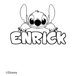 Coloriage pr&eacute;nom ENRICK - d&eacute;cor Stitch