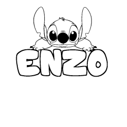 Coloriage prénom ENZO - décor Stitch