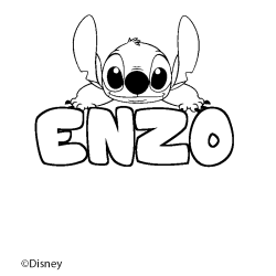 Coloriage pr&eacute;nom ENZO - d&eacute;cor Stitch