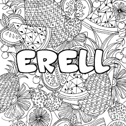 Coloriage prénom ERELL - décor Mandala fruits