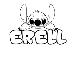Coloriage prénom ERELL - décor Stitch