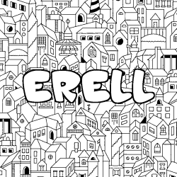 Coloriage prénom ERELL - décor Ville