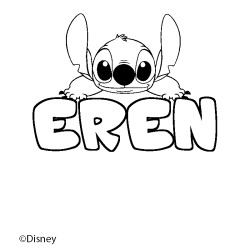Coloriage pr&eacute;nom EREN - d&eacute;cor Stitch
