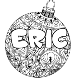 Coloriage pr&eacute;nom ERIC - d&eacute;cor Boule de No&euml;l