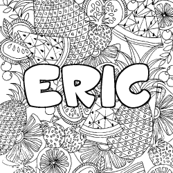 Coloriage pr&eacute;nom ERIC - d&eacute;cor Mandala fruits
