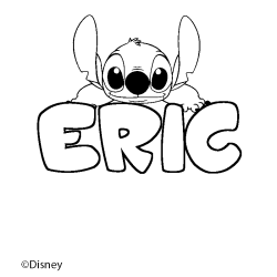 Coloriage pr&eacute;nom ERIC - d&eacute;cor Stitch