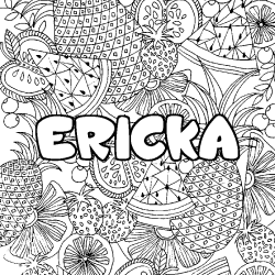 Coloriage prénom ERICKA - décor Mandala fruits