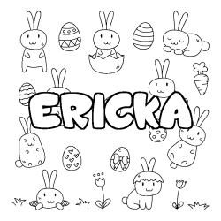 Coloriage prénom ERICKA - décor Paques