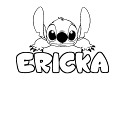 Coloriage prénom ERICKA - décor Stitch