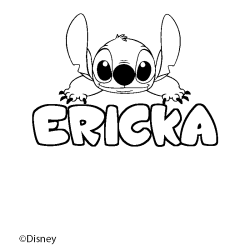 Coloriage pr&eacute;nom ERICKA - d&eacute;cor Stitch
