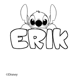 Coloriage pr&eacute;nom ERIK - d&eacute;cor Stitch