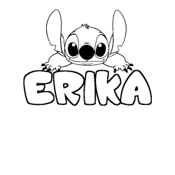 Coloriage prénom ERIKA - décor Stitch