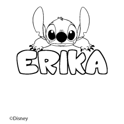 Coloriage pr&eacute;nom ERIKA - d&eacute;cor Stitch