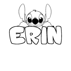 Coloriage prénom ERIN - décor Stitch