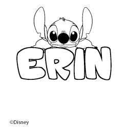 Coloriage pr&eacute;nom ERIN - d&eacute;cor Stitch