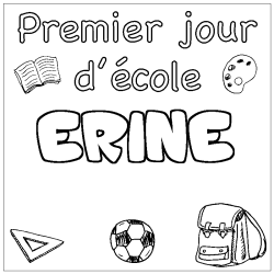 Coloriage prénom ERINE - décor Premier jour d'école