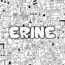Coloriage prénom ERINE - décor Ville