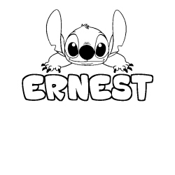 Coloriage prénom ERNEST - décor Stitch