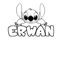 Coloriage prénom ERWAN - décor Stitch