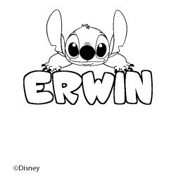 Coloriage pr&eacute;nom ERWIN - d&eacute;cor Stitch