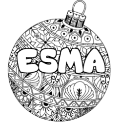 Coloriage prénom ESMA - décor Boule de Noël