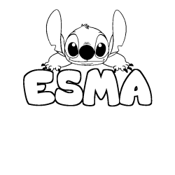 Coloriage prénom ESMA - décor Stitch