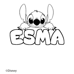 Coloriage pr&eacute;nom ESMA - d&eacute;cor Stitch