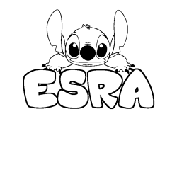 Coloriage prénom ESRA - décor Stitch