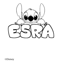 Coloriage pr&eacute;nom ESRA - d&eacute;cor Stitch
