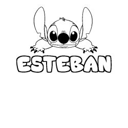 Coloriage prénom ESTEBAN - décor Stitch