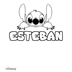 Coloriage pr&eacute;nom ESTEBAN - d&eacute;cor Stitch