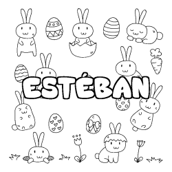 Coloriage pr&eacute;nom EST&Eacute;BAN - d&eacute;cor Paques