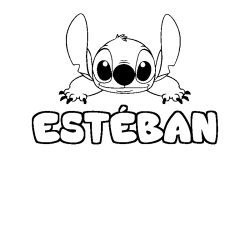 Coloriage prénom ESTÉBAN - décor Stitch