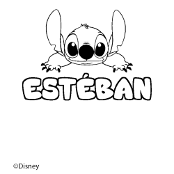 Coloriage pr&eacute;nom EST&Eacute;BAN - d&eacute;cor Stitch