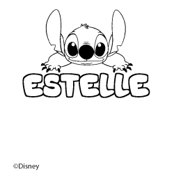Coloriage pr&eacute;nom ESTELLE - d&eacute;cor Stitch