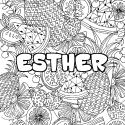 Coloriage ESTHER - d&eacute;cor Mandala fruits