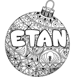 Coloriage pr&eacute;nom ETAN - d&eacute;cor Boule de No&euml;l