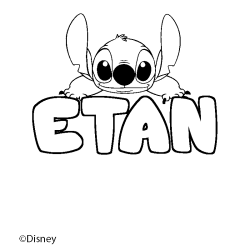 Coloriage pr&eacute;nom ETAN - d&eacute;cor Stitch