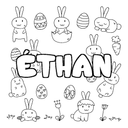 Coloriage pr&eacute;nom &Eacute;THAN - d&eacute;cor Paques