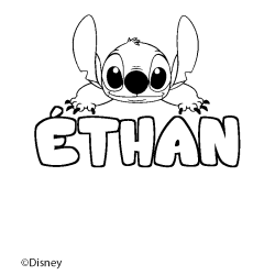 Coloriage pr&eacute;nom &Eacute;THAN - d&eacute;cor Stitch