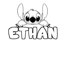 Coloriage prénom ETHAN - décor Stitch