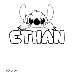 Coloriage pr&eacute;nom ETHAN - d&eacute;cor Stitch