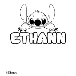 Coloriage pr&eacute;nom ETHANN - d&eacute;cor Stitch