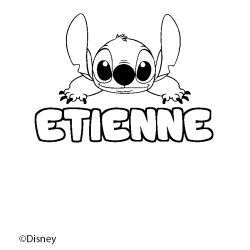 Coloriage pr&eacute;nom ETIENNE - d&eacute;cor Stitch