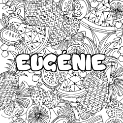 Coloriage pr&eacute;nom EUG&Eacute;NIE - d&eacute;cor Mandala fruits
