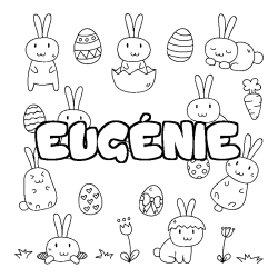 Coloriage pr&eacute;nom EUG&Eacute;NIE - d&eacute;cor Paques