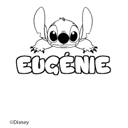 Coloriage pr&eacute;nom EUG&Eacute;NIE - d&eacute;cor Stitch